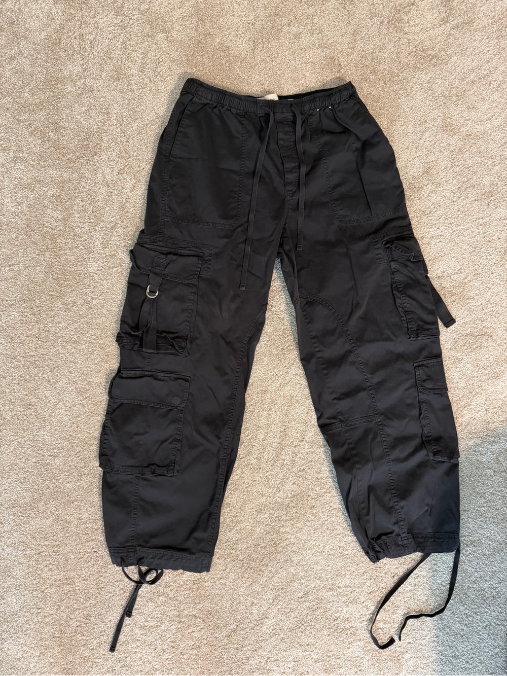 Abercrombie & Fitch Black Elastic Waist Cargo Pants